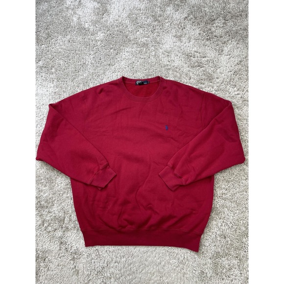 Polo Ralph Lauren Sweatshirt Mens Large Red Crewneck Pullover Embroidered Pony - Picture 1 of 7